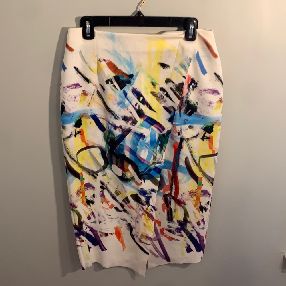 ASOS multi colored midi skirt with front slit